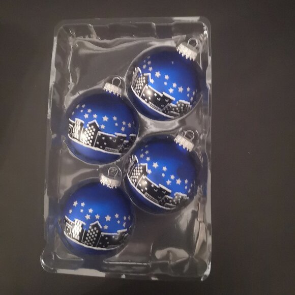 4 - VTG Krebs Exclusive Designer Glass Blue & Black Christmas Tree Ornaments - Picture 4 of 4